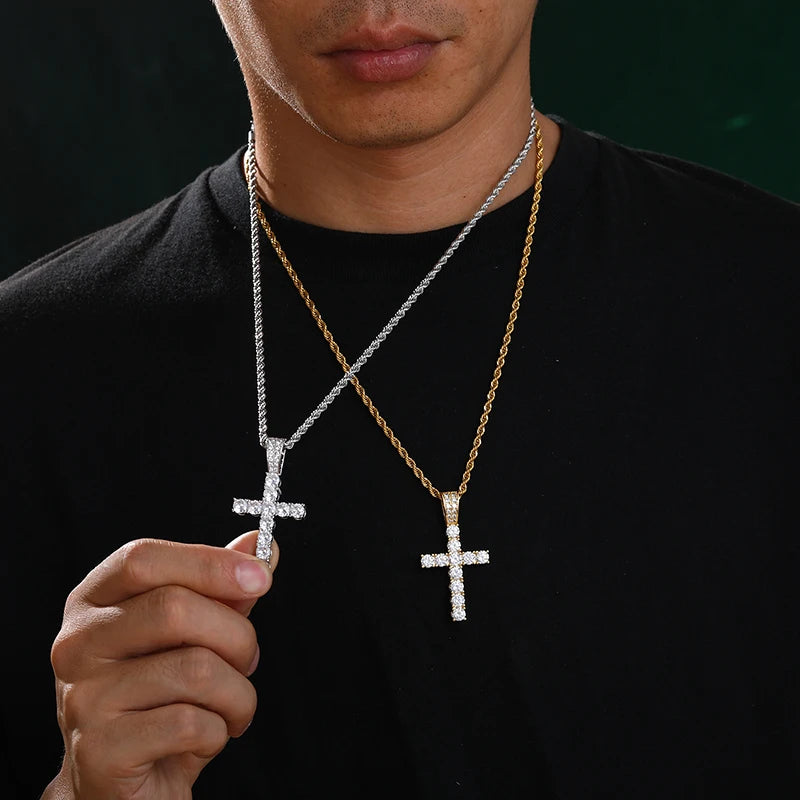 Cross Pendant Hip Hop Jewelry Fully Moissanite