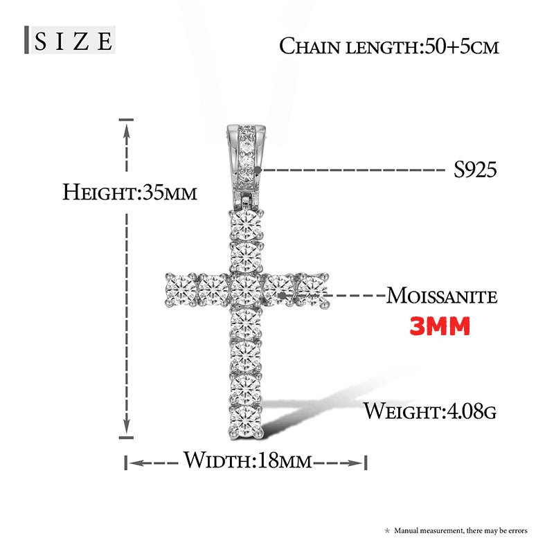 Classic Cross 14mm Cuban Link Necklace Men Mossanite