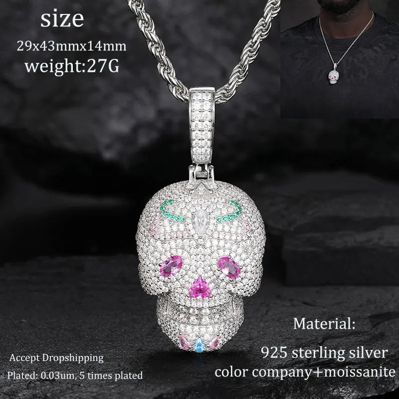 Necklace Iced Out Moissanite Gold Silver