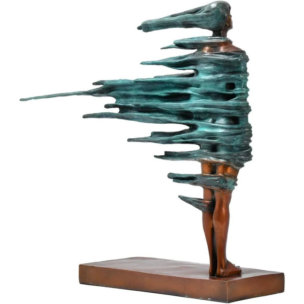 Abstract Bronze Statue in Wind