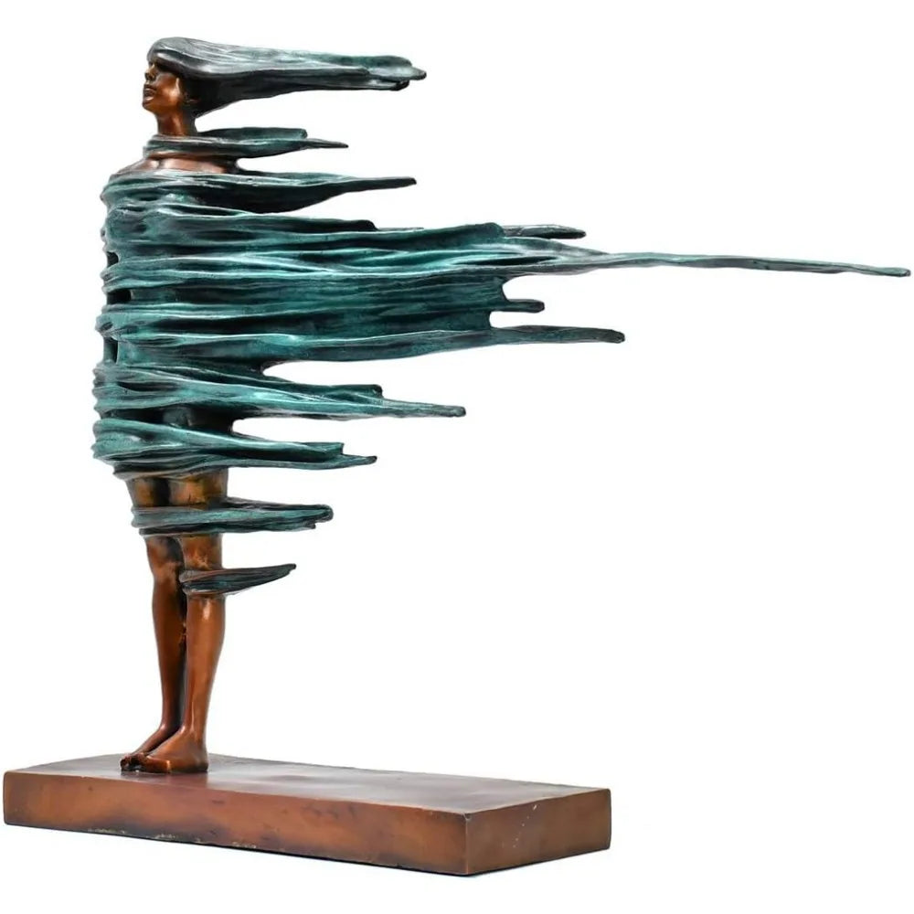 Abstract Bronze Statue in Wind