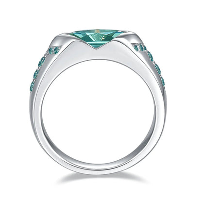 1 Carat Blue-Green Moissanite Lake Horus Water Marquise Ring