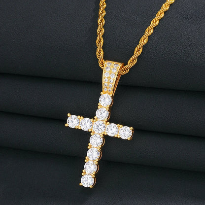 Cross Pendant Hip Hop Jewelry Fully Moissanite