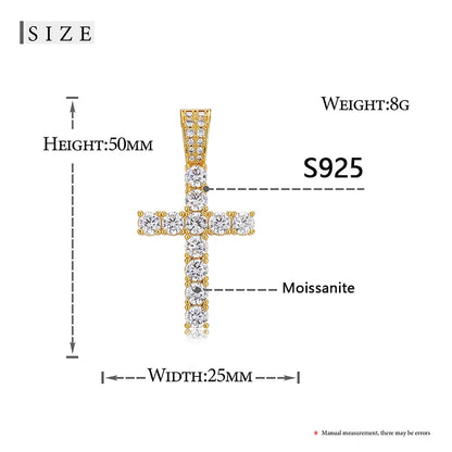 Cross Pendant Hip Hop Jewelry Fully Moissanite