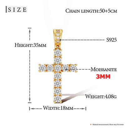 Classic Cross 14mm Cuban Link Necklace Men Mossanite