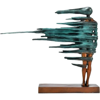 Abstract Bronze Statue in Wind