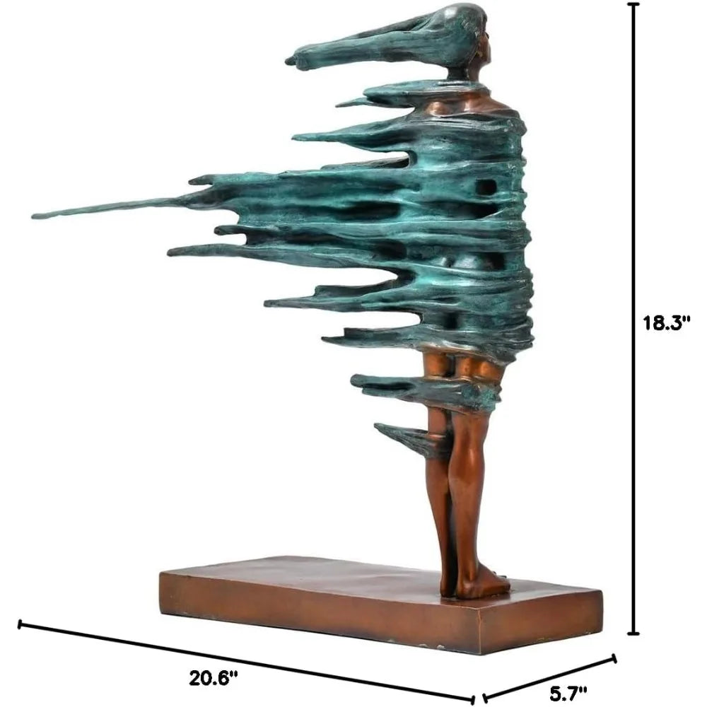 Abstract Bronze Statue in Wind