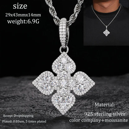 Necklace Iced Out Moissanite Gold Silver