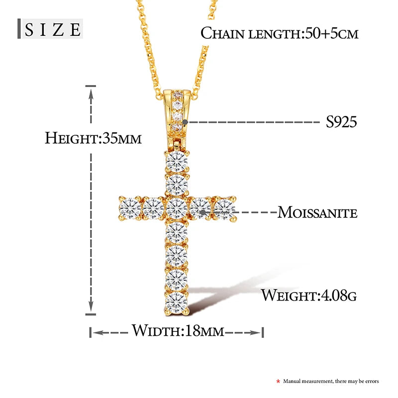 Cross Pendant Hip Hop Jewelry Fully Moissanite