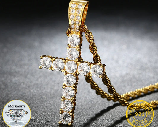 Cross Pendant Hip Hop Jewelry Fully Moissanite