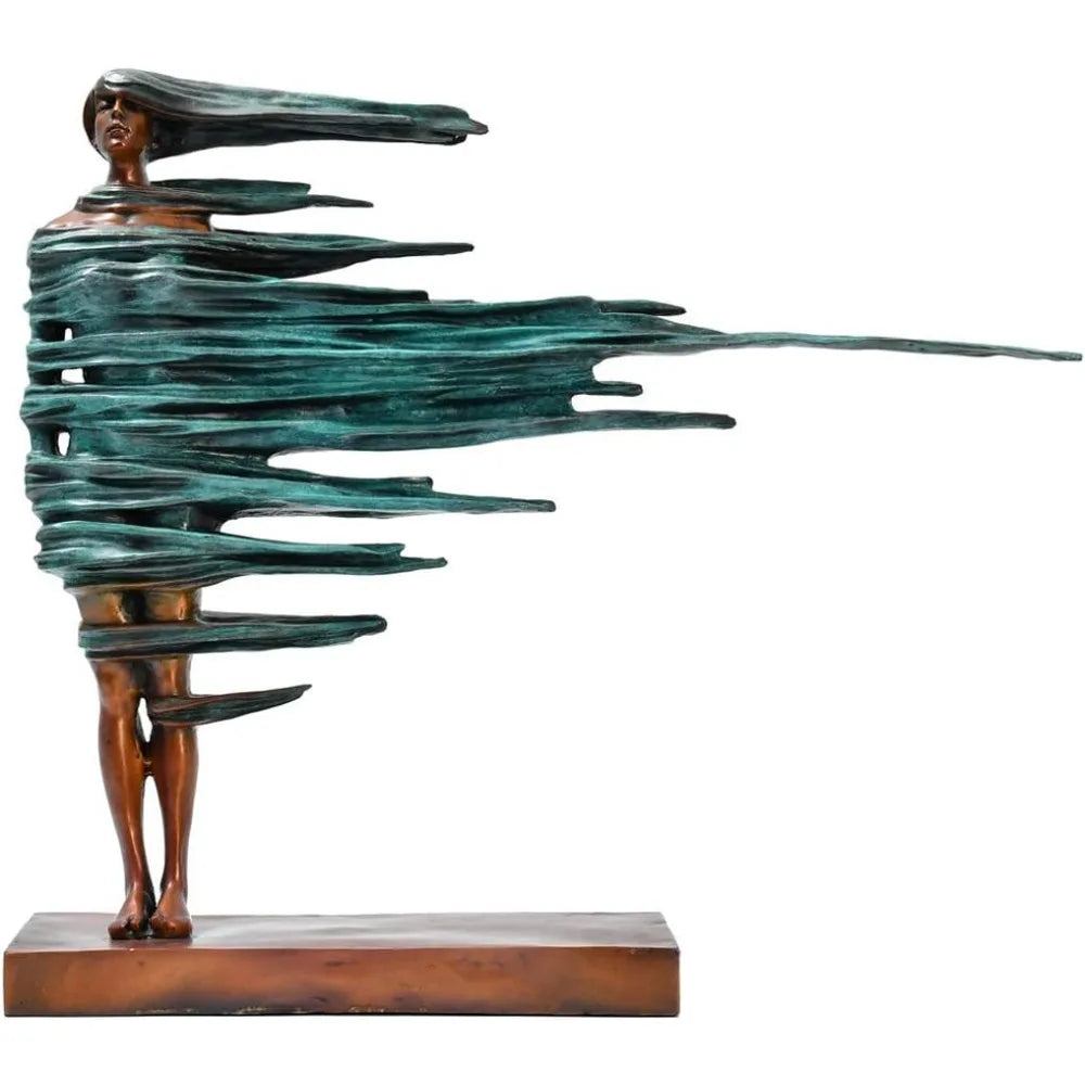 Abstract Bronze Statue in Wind